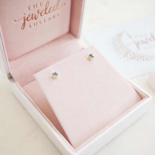 March Birthstone Earrings Baby | Girls - 14k gold