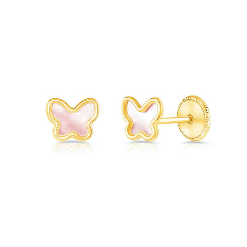 14k Yellow Gold Diamond Mini Butterfly Earrings