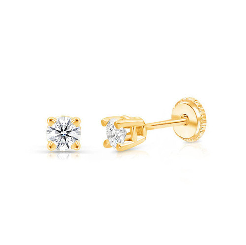 Baby diamond earrings screw back | 14K gold