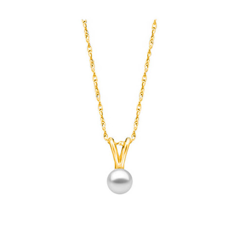 Little Girls Pearl Pendant - 14K Gold