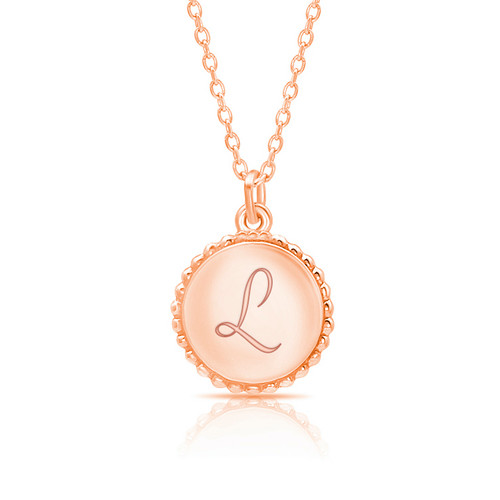 Personalized Scalloped Disc Necklace - 14K Rose Gold | Mom Jewelry