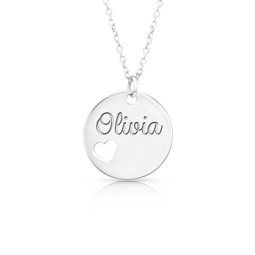 Personalized Disc Necklace |14K White Gold