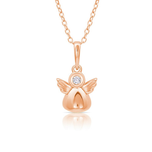 Guardian Angel Girls Necklace | 14K Rose Gold