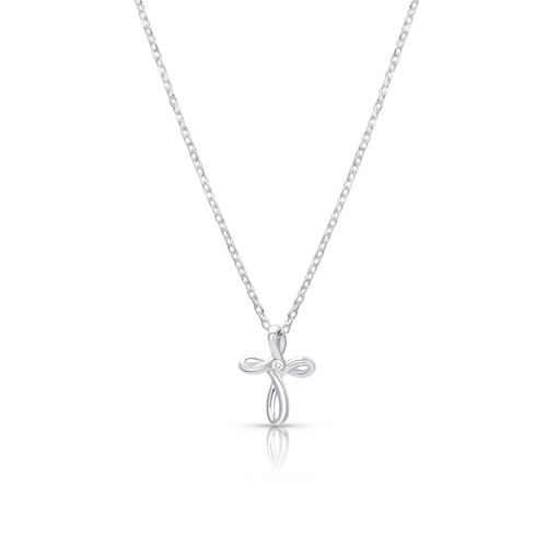 Cross necklace with diamond 14k white gold | Religious Jewelry