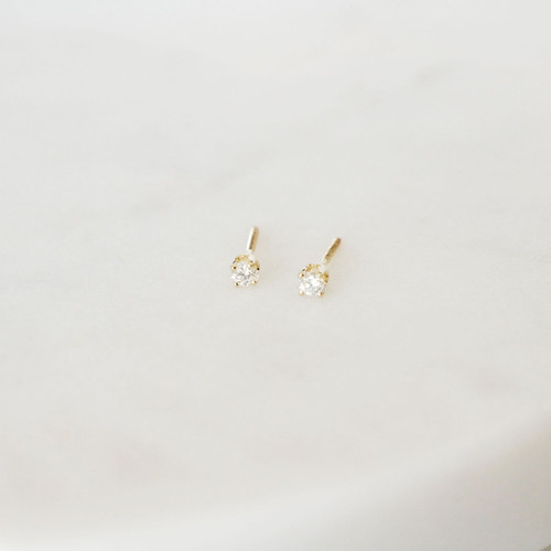 Baby Diamond Earrings Screw Back .10TCW | 14K White Gold - The Jeweled ...