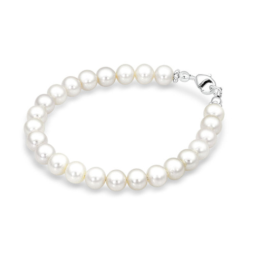 Girls Pearl Bracelet - Pink | Silver - The Jeweled Lullaby Girls Pearl Bracelet - Pink | Silver - The Jeweled Lullaby