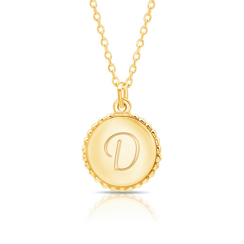Personalized Beaded Disc Necklace - Mom Jewelry 14K Gold