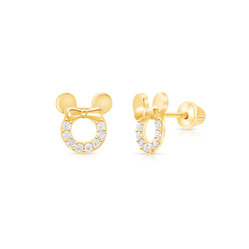 Cubic Zirconia Bunnies Baby / Toddler / Kids Earrings Screw Back - Ste