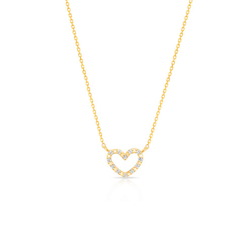 CZ Pave heart necklace | 14k gold