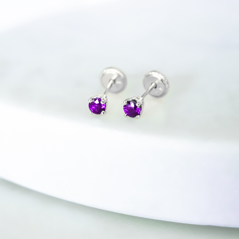 9ct yellow gold semi-precious February birthstone, figure of 8 amethyst  drop earrings. Gift box : Amazon.co.uk: Fashion