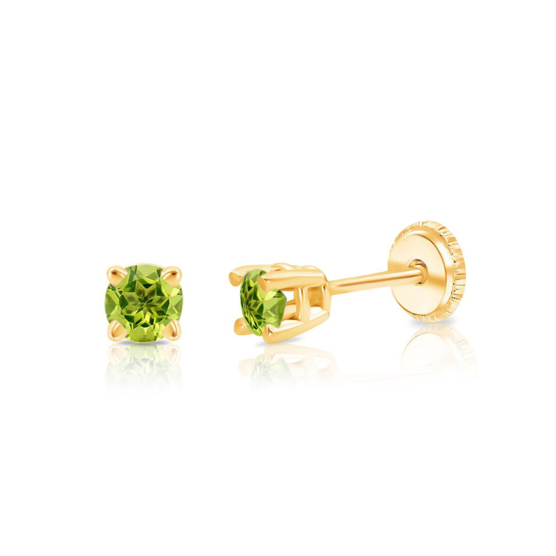 August Birthstone Baby Earrings - Peridot | 14k gold