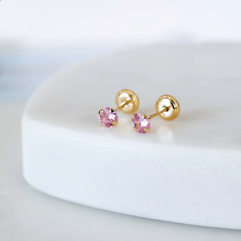 Screw Back Birthstone Earrings August, screw back earrings for baby and  child with synthetic January birthstone