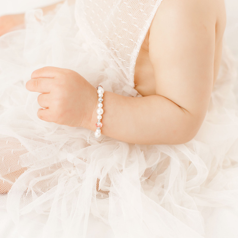 Elegant White Pearl Newborn Baby Bracelets I Sterling Silver Keepsake – Baby  Crystals