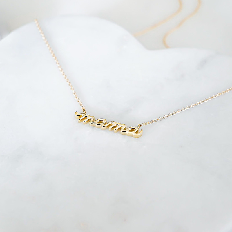 Mama Necklace Script | 14K Gold
