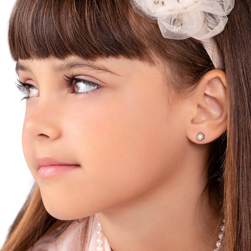 925 Silver Cute Pearl Earrings for Kids 14K Solid Genuine Pearl Pushback Earrings  Kids Pearl Studs - Etsy