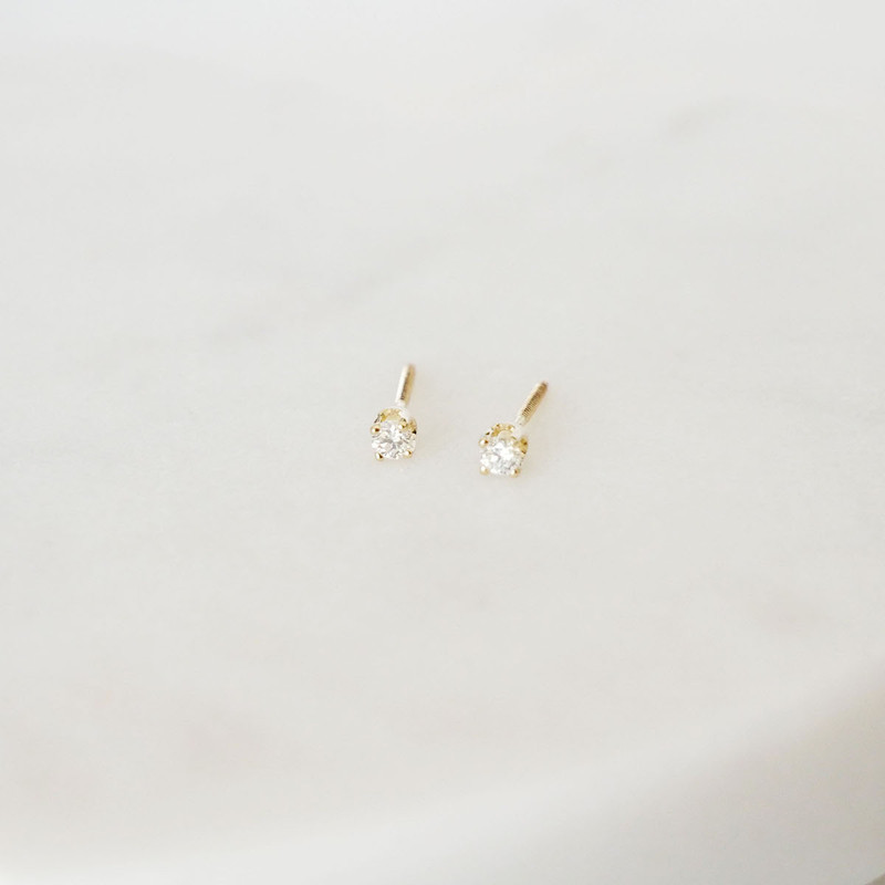 Baby Diamond Earrings Screw Back .10TCW | 14K Gold - The Jeweled Lullaby