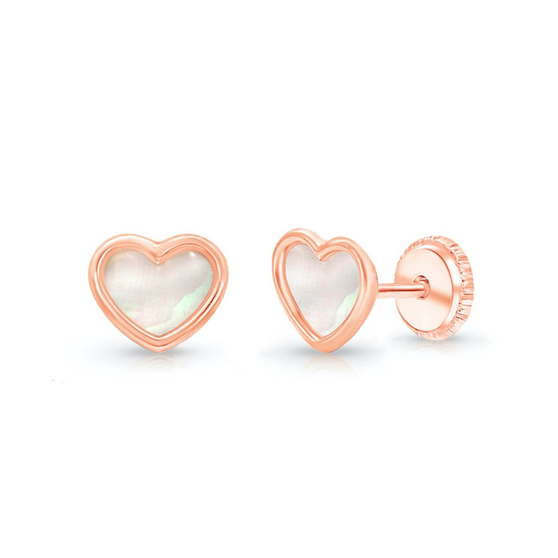 Shimmering Heart Mother of Pearl Baby/Kids Earrings