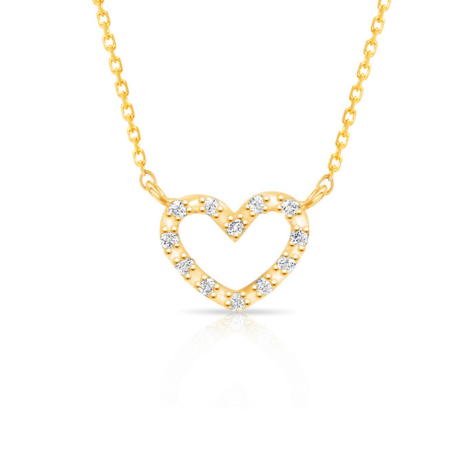 Pave heart necklace | 14k gold | Mom Jewelry