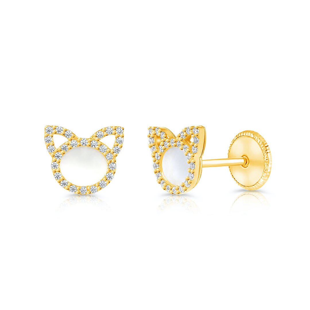 Gold Plated 925 Sterling Silver Cute Cat Shaped Small Stud Earrings fo –  namana.london