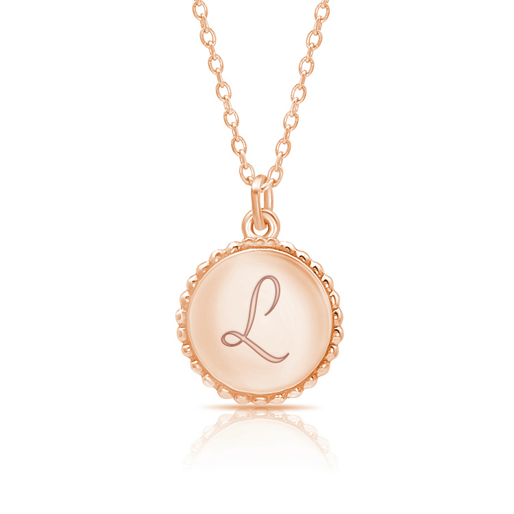 Beaded Disc Personalized Necklace | 14K Rose Gold - The Jeweled Lullaby