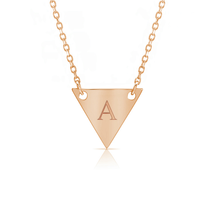 Personalized Triangle Necklace | 14K Rose Gold - The Jeweled