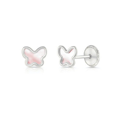 Shimmering Heart Mother of Pearl Baby/Kids Earrings