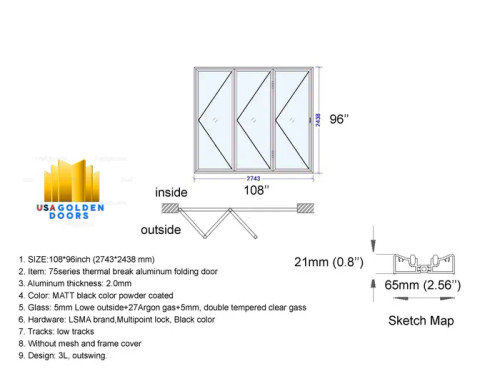 120"X96" CUSTOM ENERGY EFFICIENT ALUMINUM BIFOLD DOOR