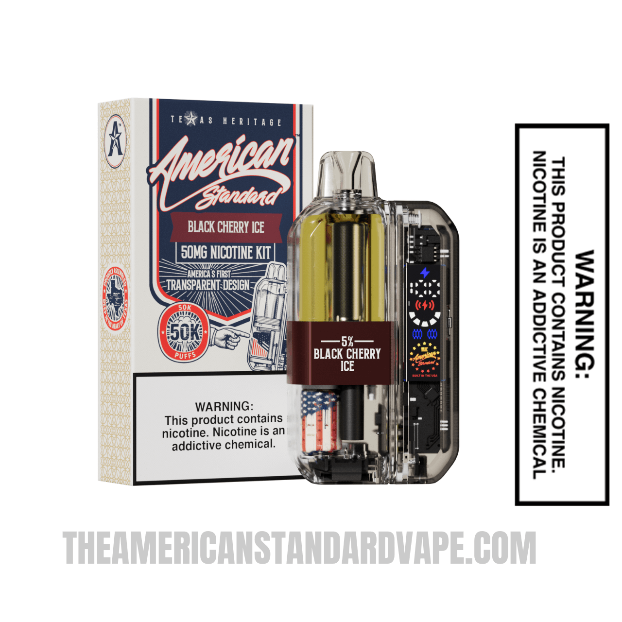 Black Cherry American Standard 50K Disposable Vape Kit With Package Box
