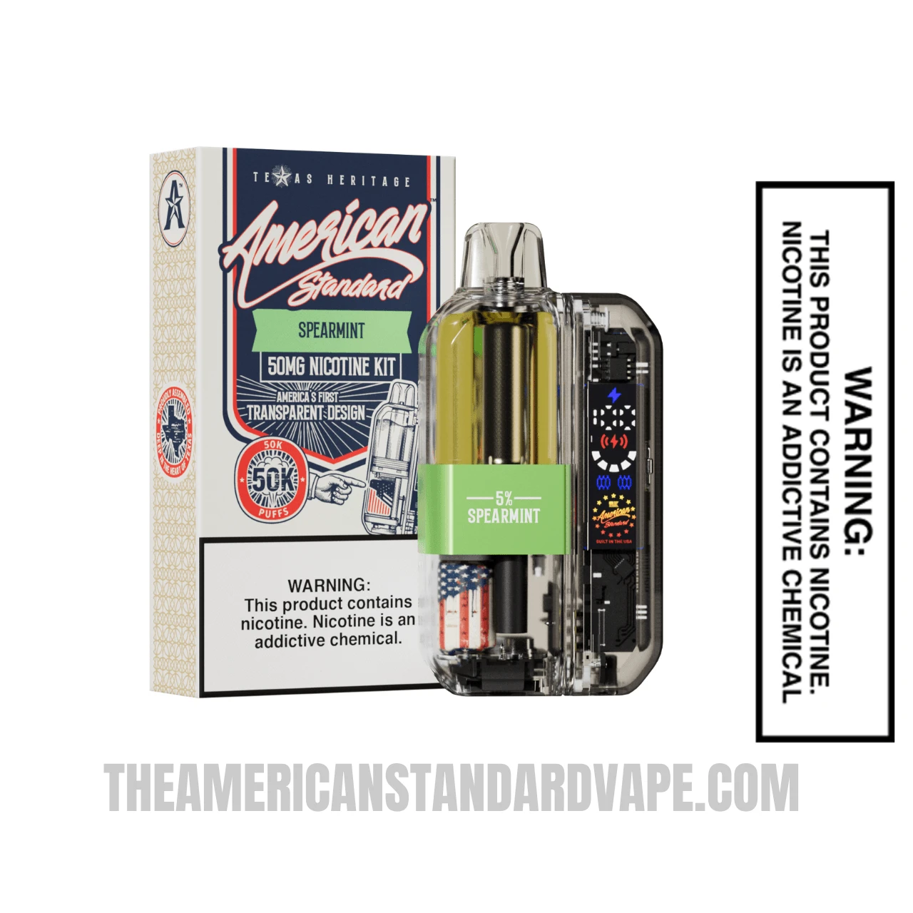 Spearmint American Standard 50K Disposable Vape Kit With Package Box