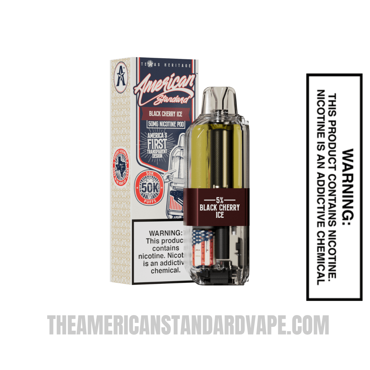 Black Cherry American Standard 50K Disposable Vape Pod Specifications
