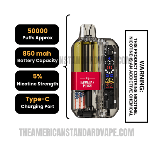 Hawaiian Punch American Standard 50K Disposable Vape Kit Specifications