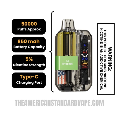 Spearmint American Standard 50K Disposable Vape Kit Specifications