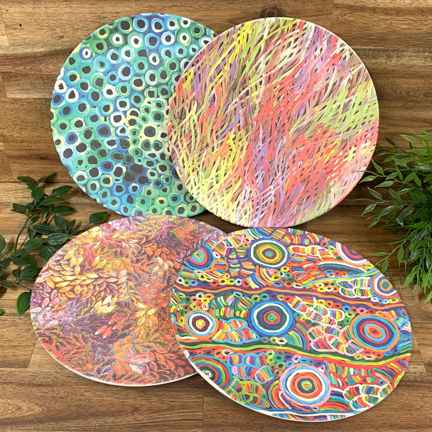 Aboriginal design Mix and Match  bamboo plates.