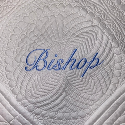 Boy's Quilt with Name Only
baby blue thread closeup