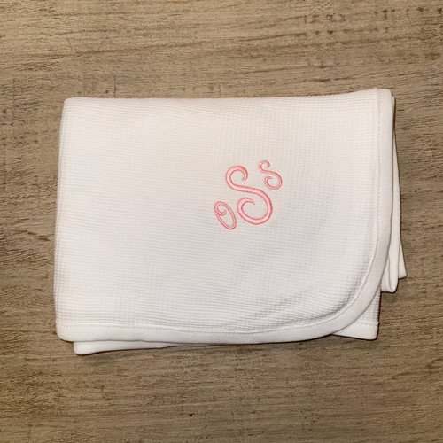 Girls 3 letter monogram blanket Closeup