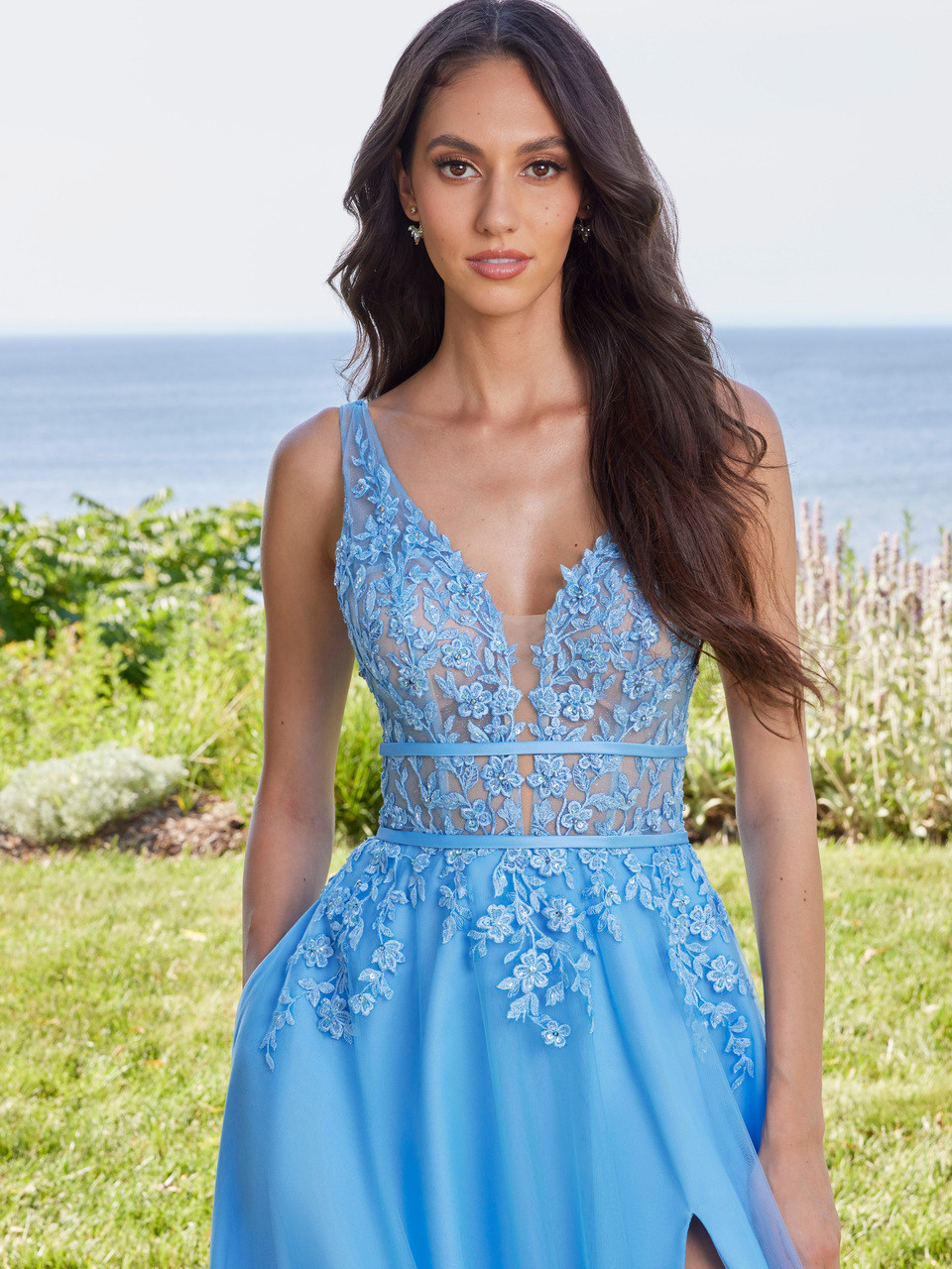 sachin and babi light blue dress White and black short prom dress Mori Lee collection main image 1