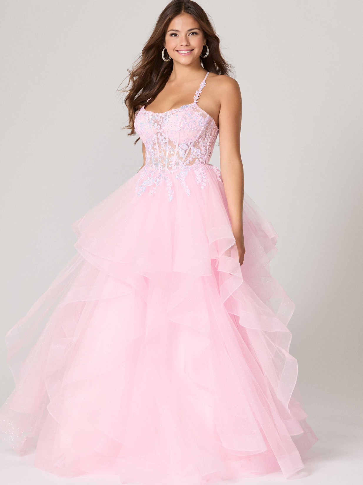 open lace back dress Abby Paris 90255 Size 0 Lilac Crystal Corset Prom Dress Fitted Ruched Maxi Slit Formal Gown Strapless main image 1