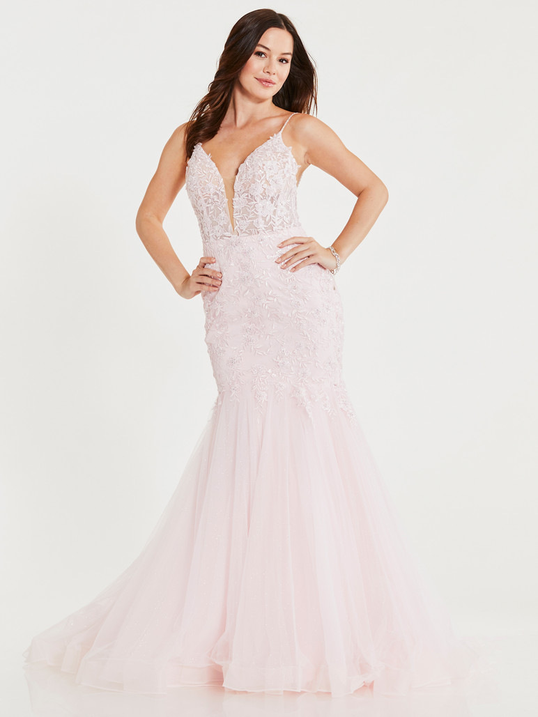 Tiffanys Avy Lace and Sparkle Tulle Fit and Flare Gown.