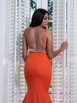 Pia Michi 11406 Orange Crepe Dress