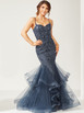 Angel Forever AF4302 Fishtail Beaded Dress in Midnight Blue