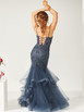 Angel Forever AF4302 Fishtail Beaded Dress in Midnight Blue