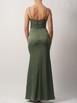 Mascara MC191025 Satin Sheath Dress in Moss.