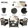 4 Pieces Outdoor Rattan Furniture Set with Glass Table - Color: Brown D681-HW68640B+