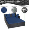 Spacious Outdoor Rattan Daybed with Upholstered Cushions and Pillows-Navy - Color: Navy D681-HW67329NY
