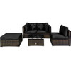 5 Pcs Outdoor Patio Rattan Furniture Set Sectional Conversation with Cushions-Black - Color: Black D681-HW68679ADK+