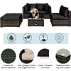 5 Pcs Outdoor Patio Rattan Furniture Set Sectional Conversation with Cushions-Black - Color: Black D681-HW68679ADK+