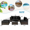 5 Pcs Outdoor Patio Rattan Furniture Set Sectional Conversation with Cushions-Black - Color: Black D681-HW68679ADK+