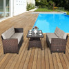 3 Pieces Hand-Woven Rattan Outdoor Sofa Set with Dining Table B593-HW67690+