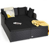 Spacious Outdoor Rattan Daybed with Upholstered Cushions and Pillows-Black - Color: Black D681-HW72537DK