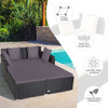 Spacious Outdoor Rattan Daybed with Upholstered Cushions and Pillows-Gray - Color: Gray D681-HW67329GR